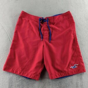 Hollister Swim Trunks Shorts Mens XL Red Board Shorts Drawstring Pocket Logo Y2K